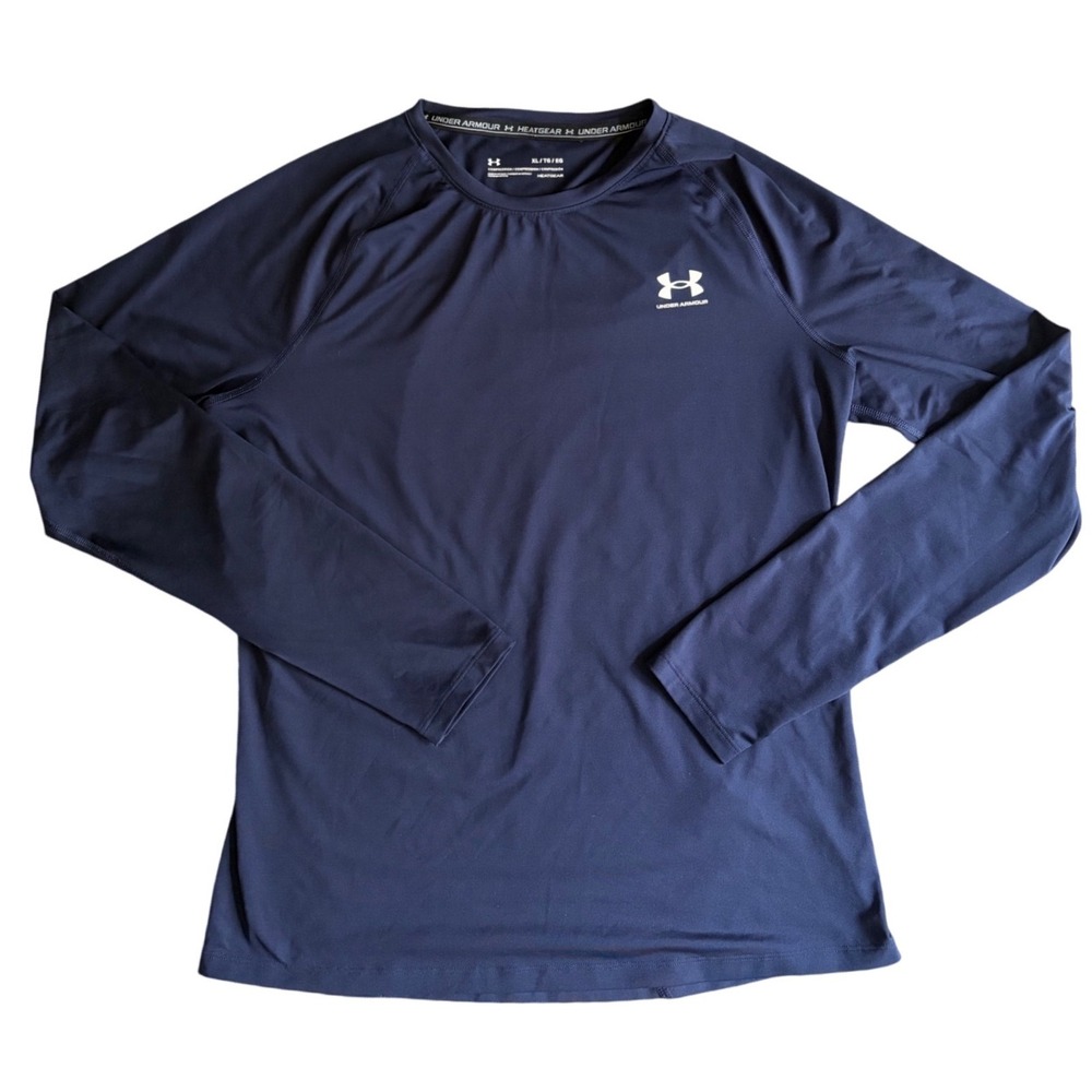 Under Armour HeatGear Compression Shirt Mens XL Navy Blue Long Sleeve Training
